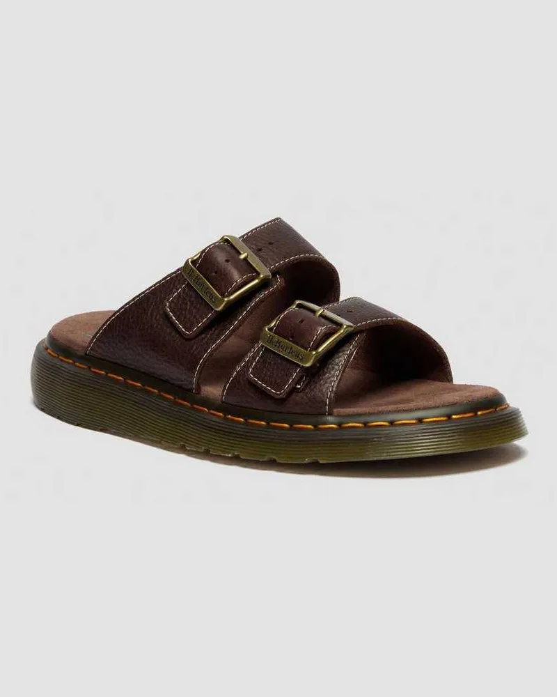 Dr.Martens Josef Slide Grizzly Leder Sandalen in Braun, Größe Braun
