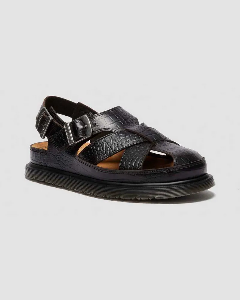 Dr.Martens Fisherman Crocodile Analine Leder Sandalen in Braun, Größe Braun