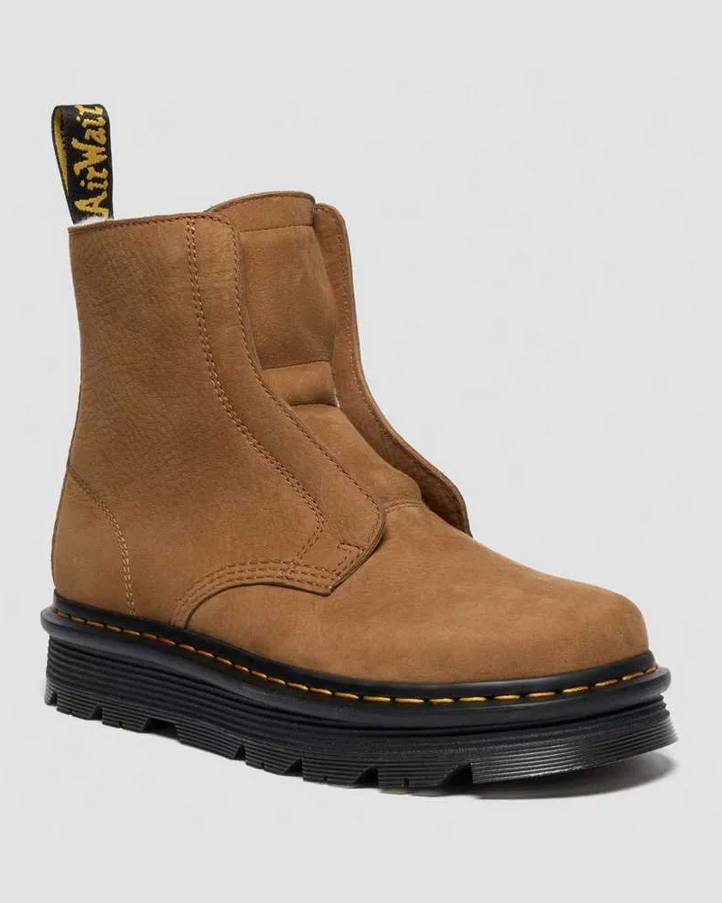 Dr.Martens Zebzag Laceless Slip On Nubuck Stiefel Mit Futter in Braun, Größe Braun