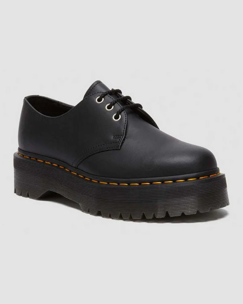 Dr.Martens 1461 Quad Reclaimed Leder Plateaustiefel Schuhe in Schwarz Schwarz