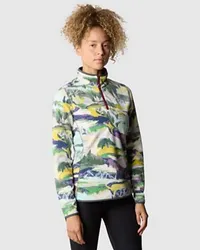 The North Face 100 Glacier Fleece Mit 1/4-langem Rv Und Aufdruck Currant Purple Trail Dream Print Black