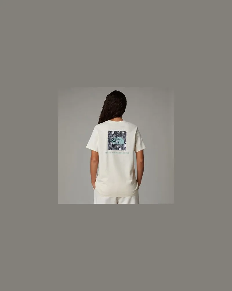 The North Face Redbox Relaxt Geschnittenes T-shirt Mit Grafik White Dune-tnf Liquid Print Black