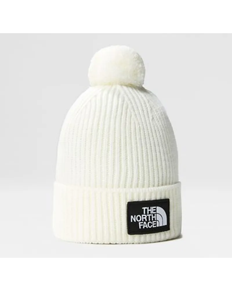 The North Face Tnf Logo Box Beanie Mit Bommel Gardenia White