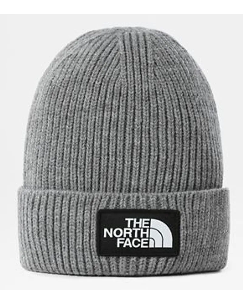 The North Face Tnf Logo Box Beanie Mit Umschlag Tin Stripes Print Grey