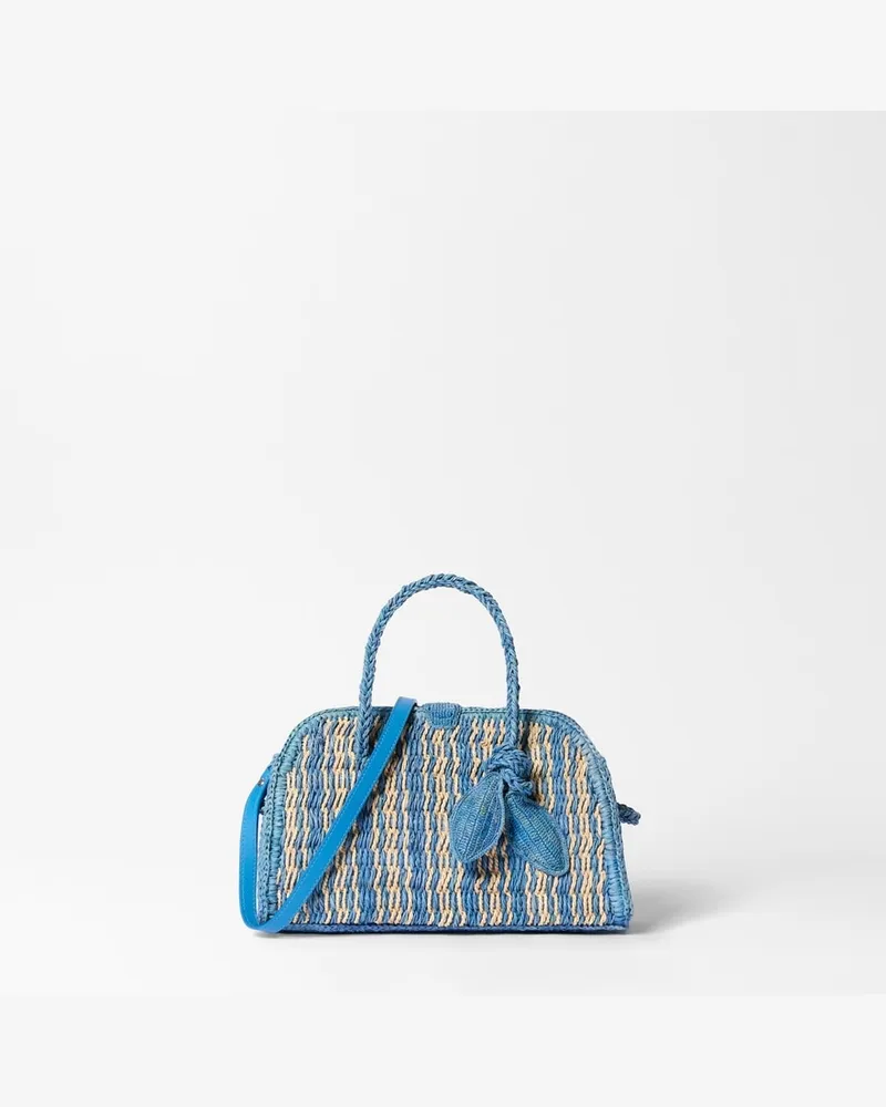 Jacquemus The Small Raffia Turismo - Blue / Natural Blue