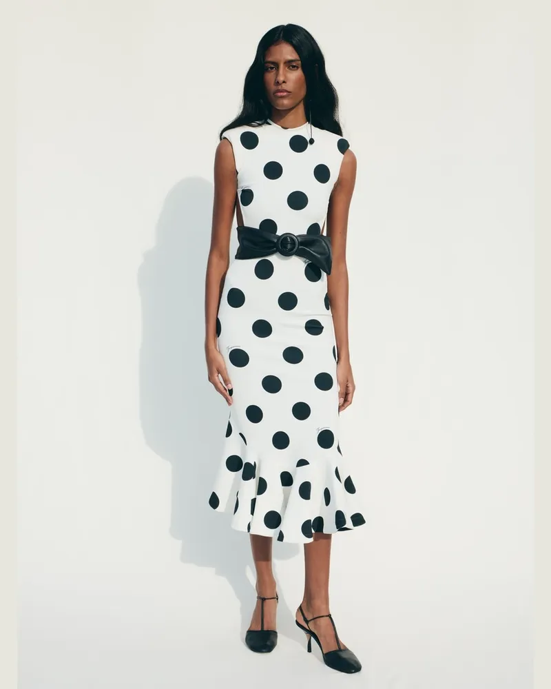 Jacquemus Das Gepunktete Palmier Kleid - Print Dots Logo Weiß/Schwarz Print