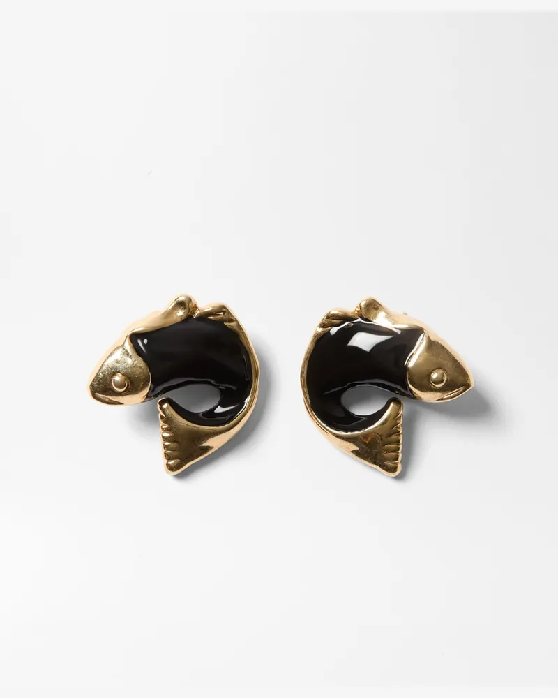 Jacquemus Die Poisson Ohrringe - Gold/Schwarz Gold
