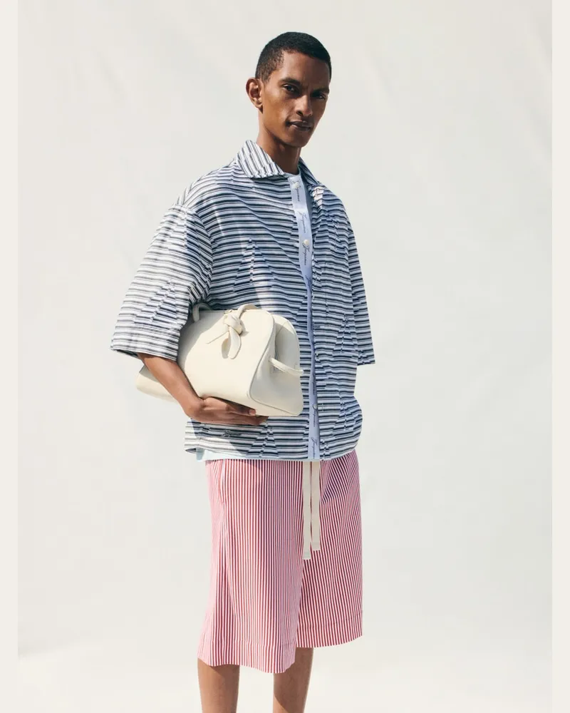 Jacquemus Das Plage Hemd - Jacquard Boat Marineblau / Weiß Jacquard