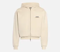 The Gros Grain Zipped Hoodie - Beige
