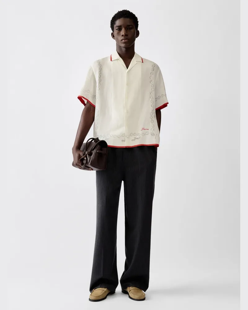 Jacquemus Das Cocktail Hemd - Print Chain Weiß / Rot Print