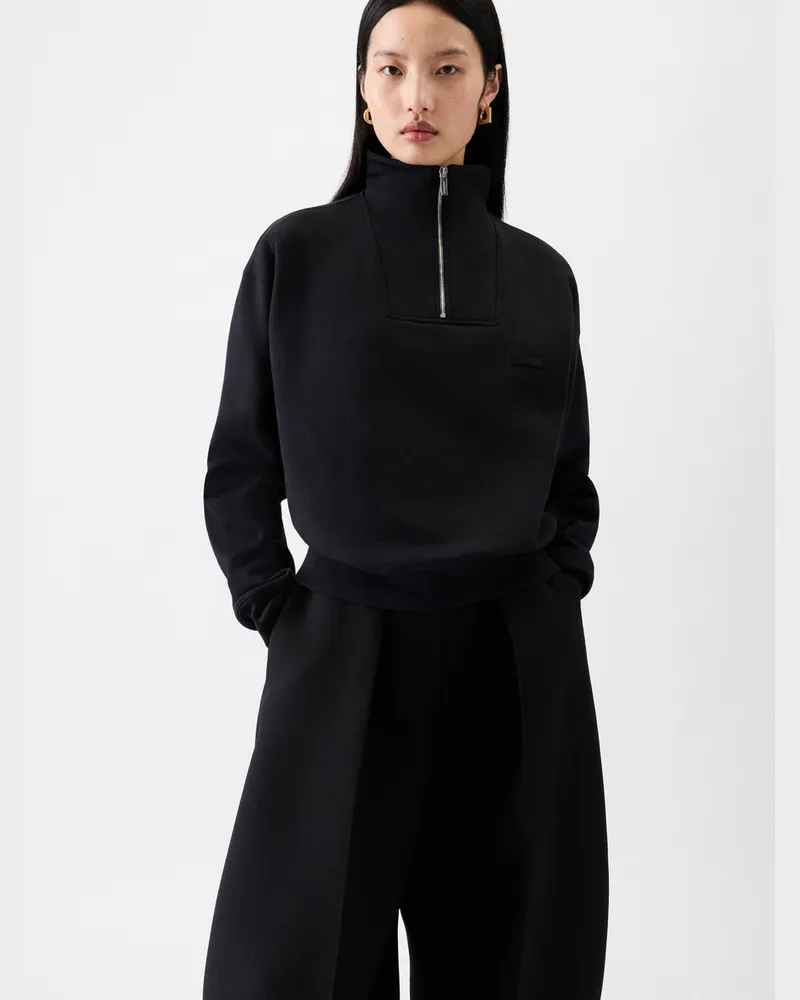 Jacquemus The Gros Grain Zipped-rollneck Sweatshirt - Black Black