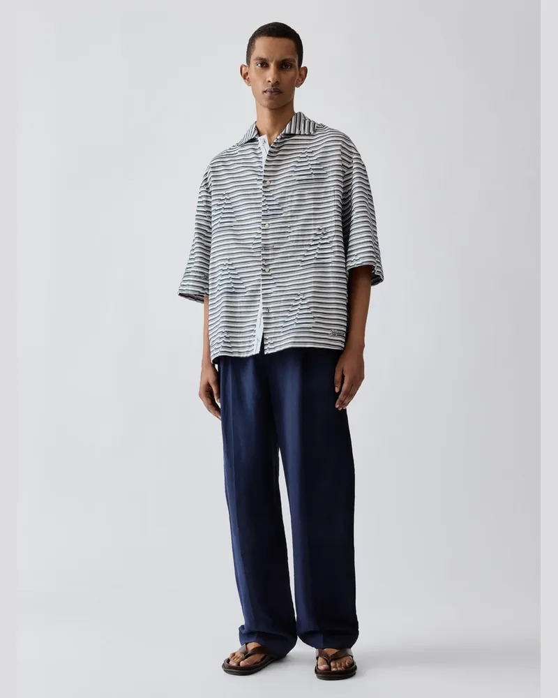Jacquemus Das Plage Hemd - Jacquard Boat Marineblau / Weiß Jacquard