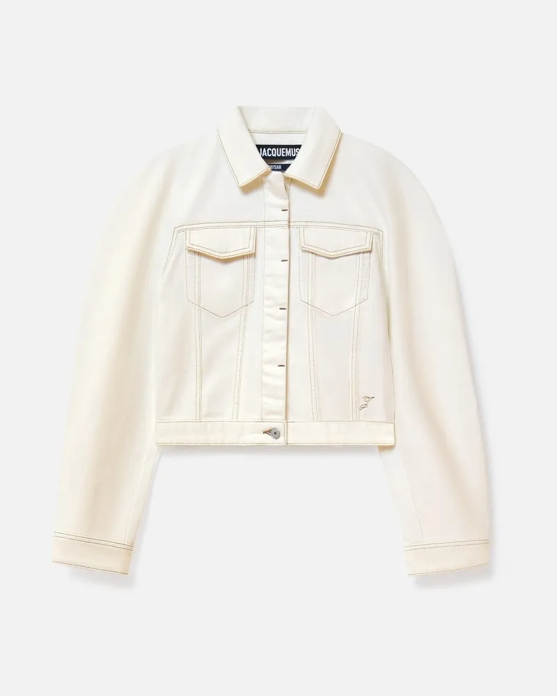 Jacquemus The Ovalo De-nîmes Denim Jacket - Off-white/Tabac Off-white