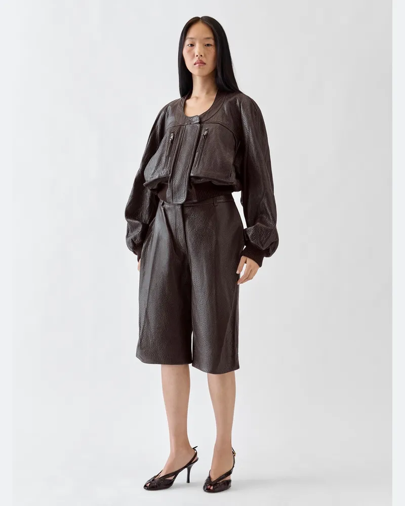 Jacquemus Die Cubisto Ledershorts - Dark Braun Dark