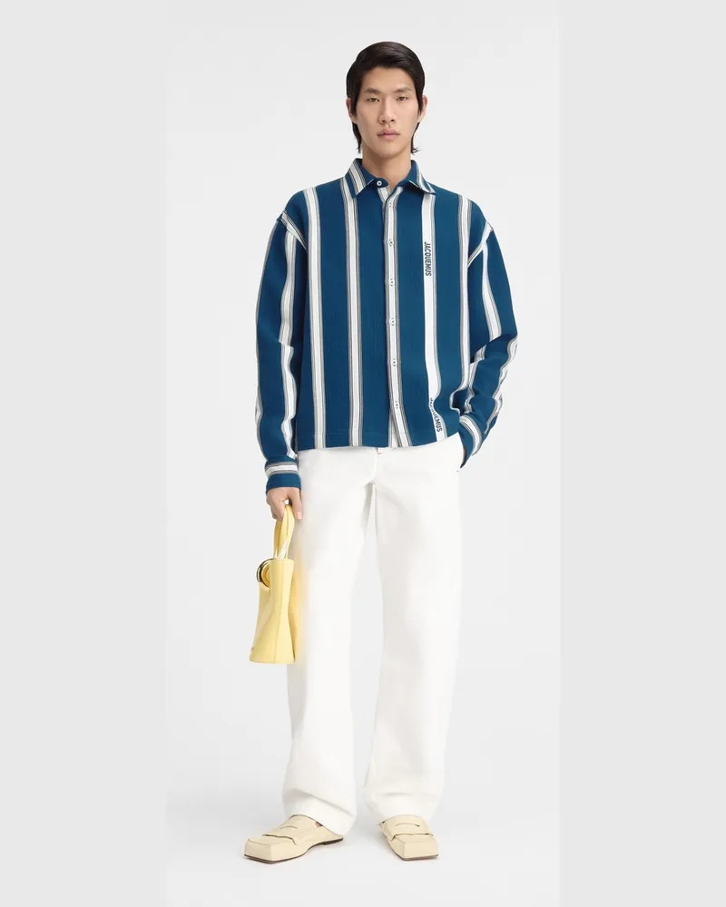 Jacquemus The Papier Shirt - Jacquard Logo Stripes White Jacquard