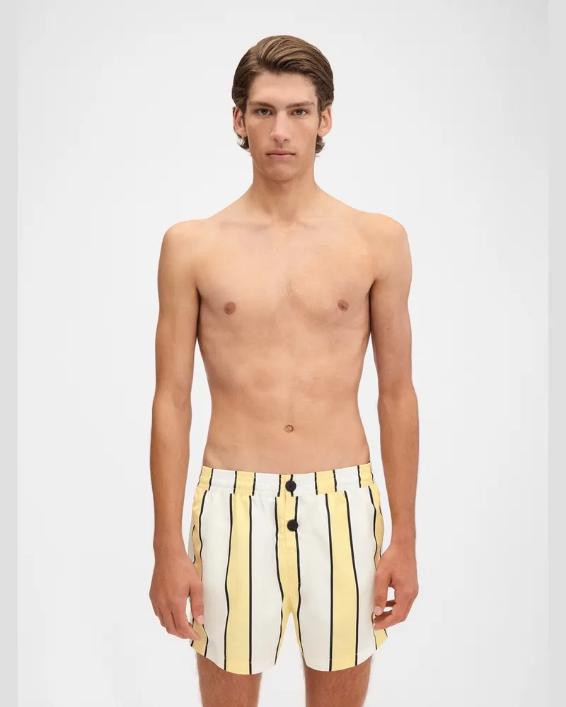 Jacquemus The Puntini Swimsuit - Print Stripes White/Yellow/Black Print