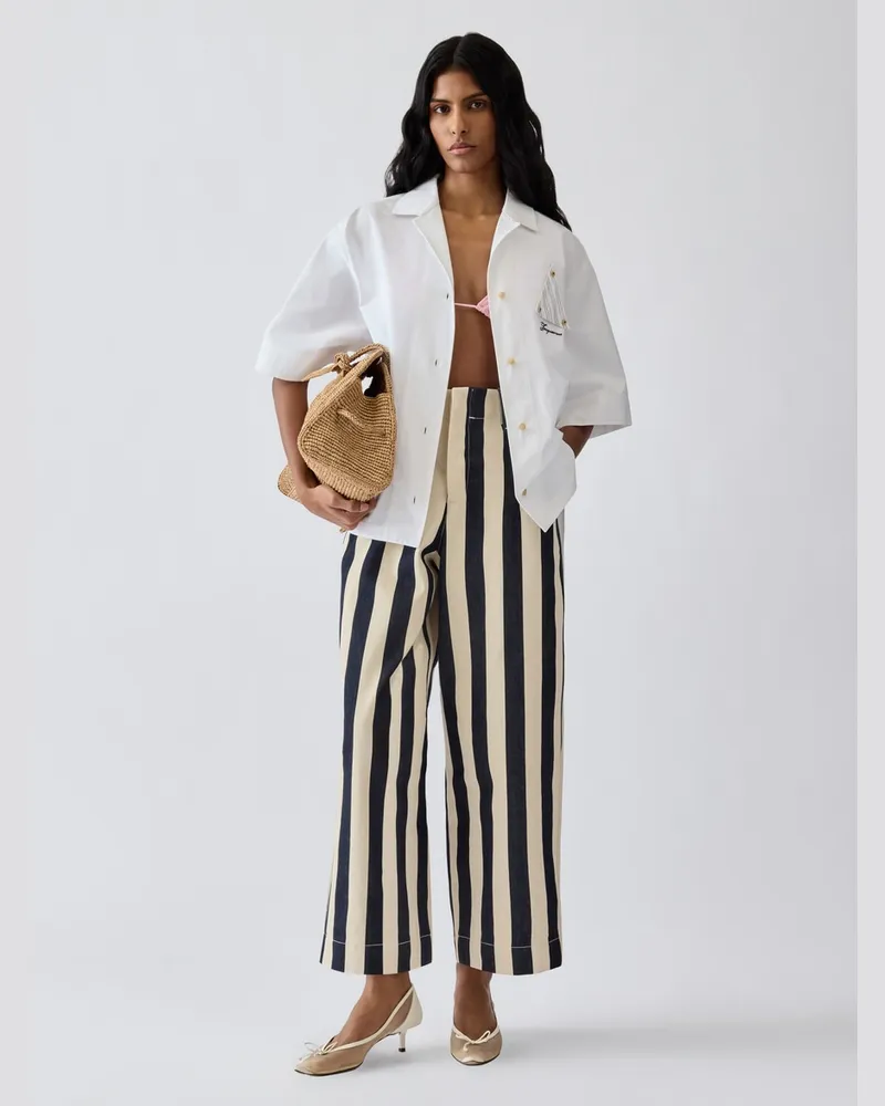 Jacquemus The Parasol De-nîmes Denim Pants - Navy & White Big Stripes Navy