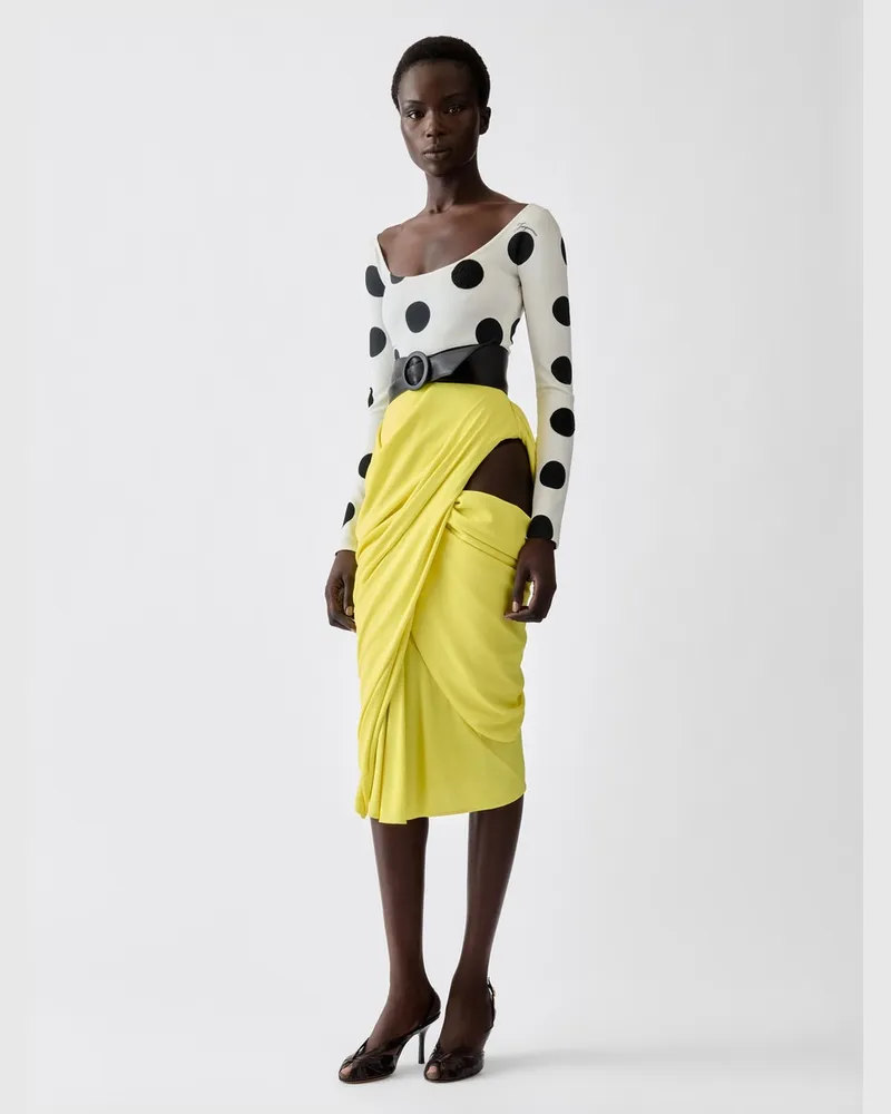 Jacquemus Das Gepunktete Minuit Kleid - Gelb Polka Dot Weiß / Schwarz Gelb
