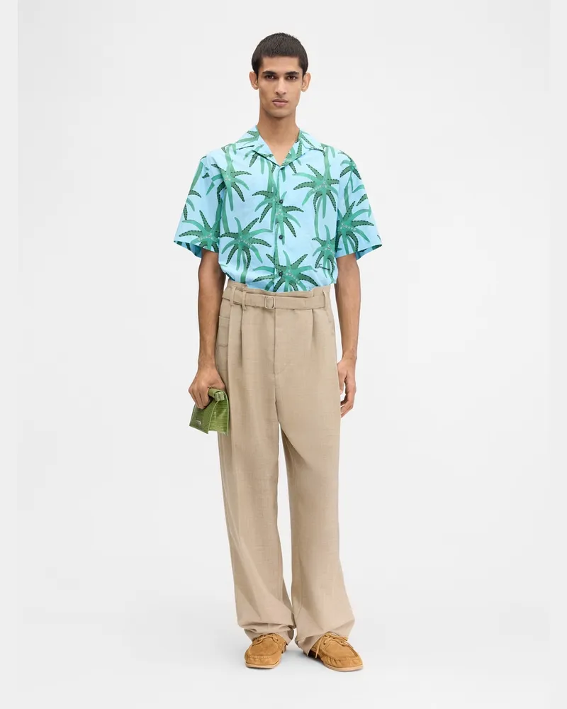 Jacquemus The Jean Shirt - Print Palmtrees Star Blue/Green Print