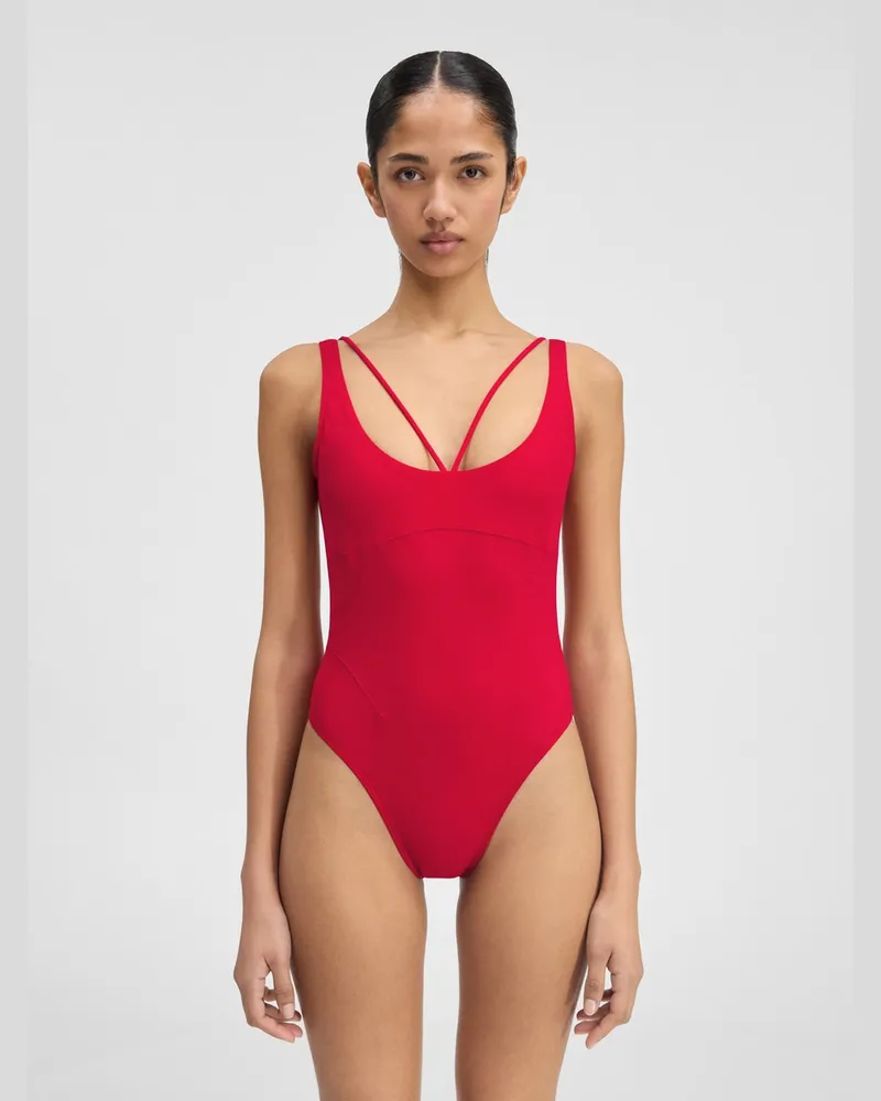 Jacquemus The Signature Swimsuit - Dark Red Dark