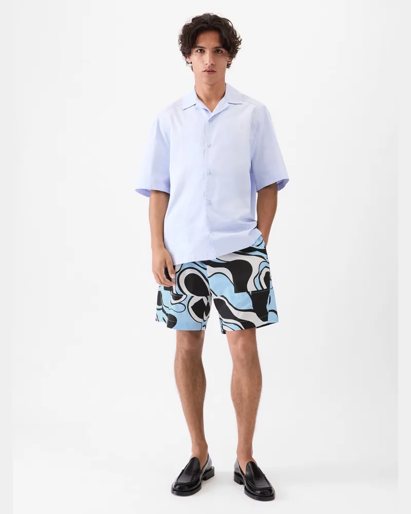 Jacquemus The Aloe Shorts - Print Wavy Psyche Logo Blue/Black Print