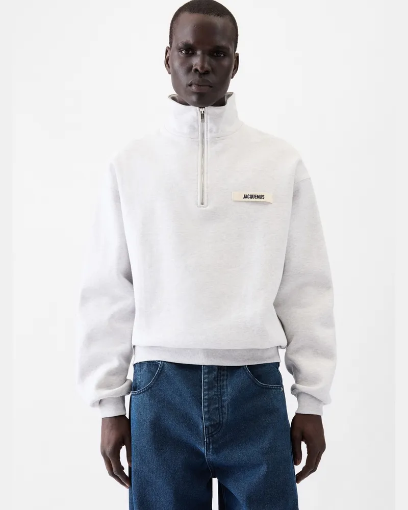 Jacquemus The Gros Grain Zipped-rollneck Sweatshirt - Grey Grey