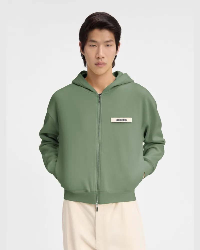 Jacquemus The Gros Grain Zipped Hoodie - Light Green Light