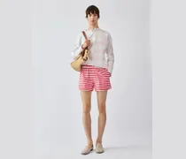 Die Puntini Badehose - Print Stripes Rot / Weiß