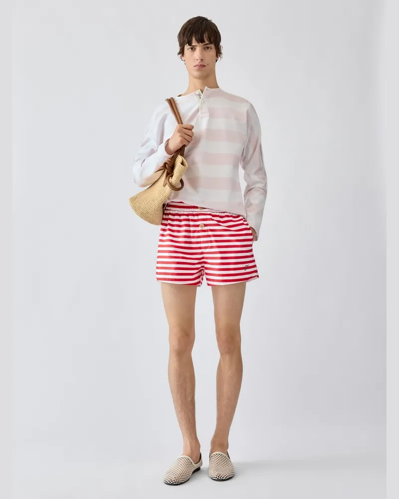 Jacquemus Le Short De Bain Puntini - Print Stripes Rot / Weiß Print