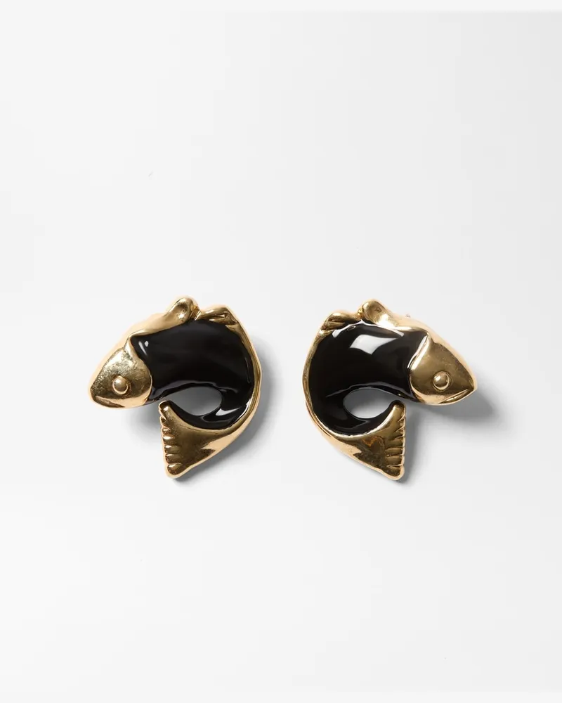 Jacquemus Die Poisson Ohrringe - Gold/Schwarz Gold