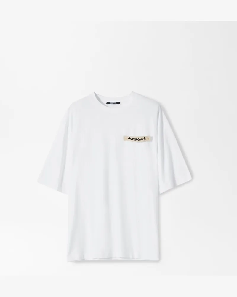 Jacquemus Le T-shirt Plage - Beige Knitted Patch Weiß Beige