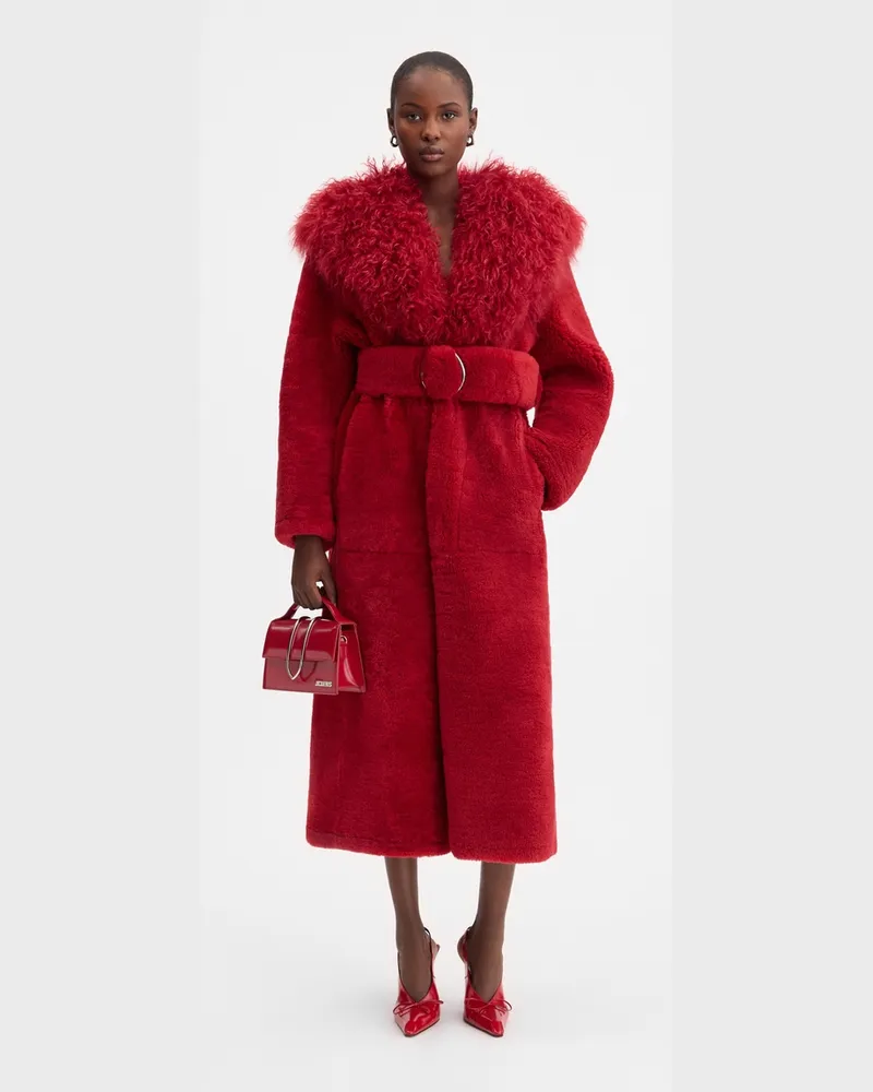 Jacquemus The Pilou Long Coat - Dark Red Dark