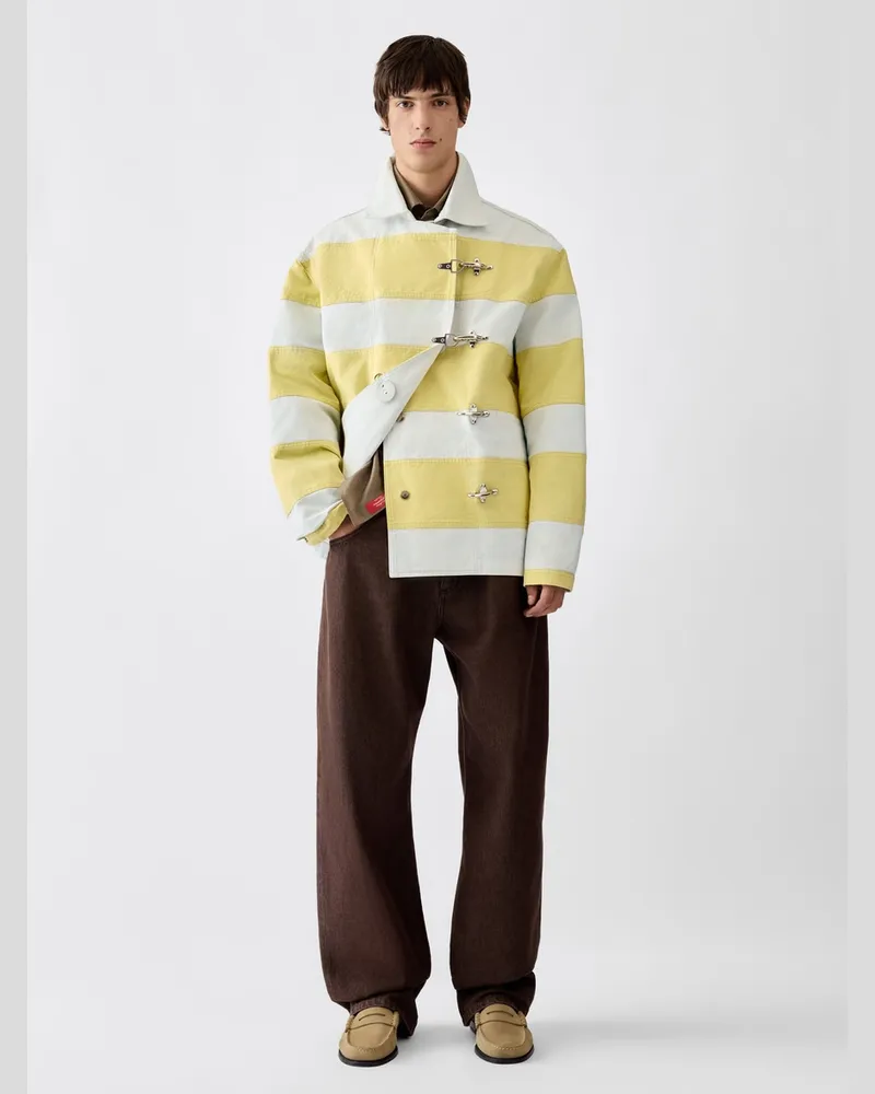 Jacquemus Die De-Nîmes Bombero Jacke - Stripes Weiß / Gelb Stripes