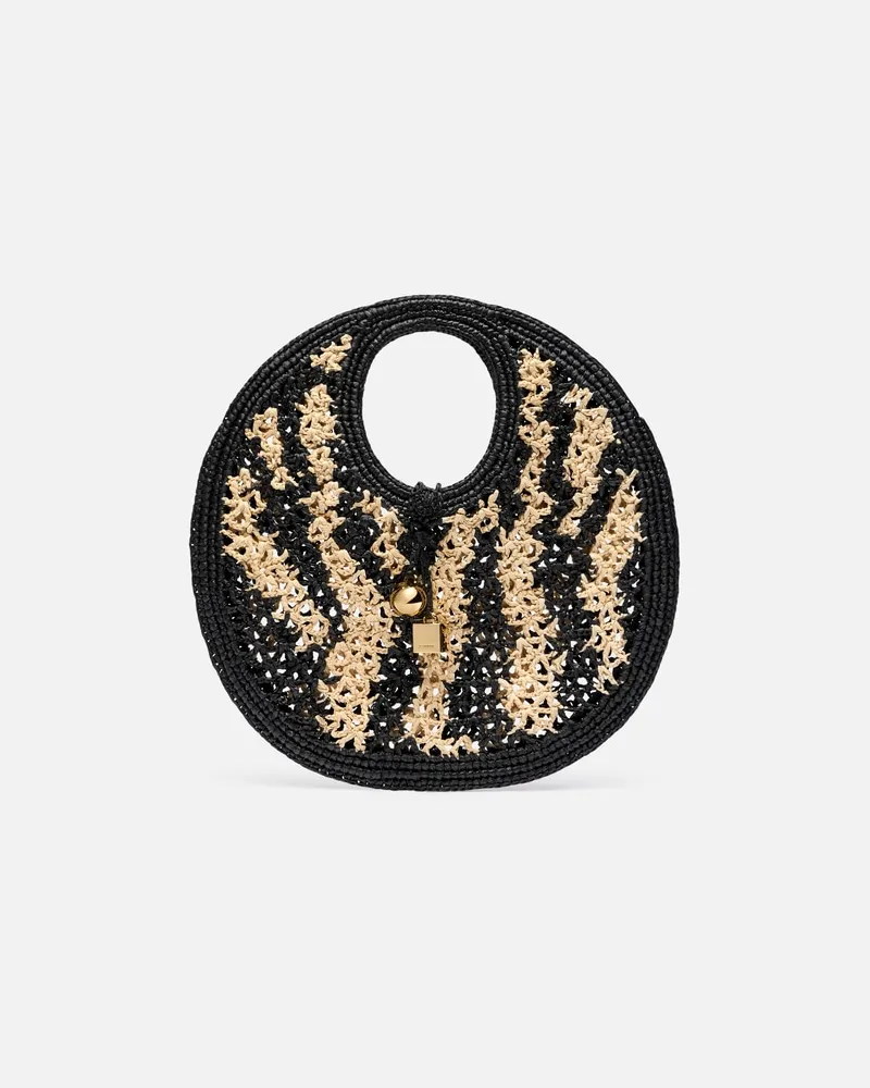 Jacquemus Die Kleine Runde Spiaggia Tasche - Natural/Schwarz Natural