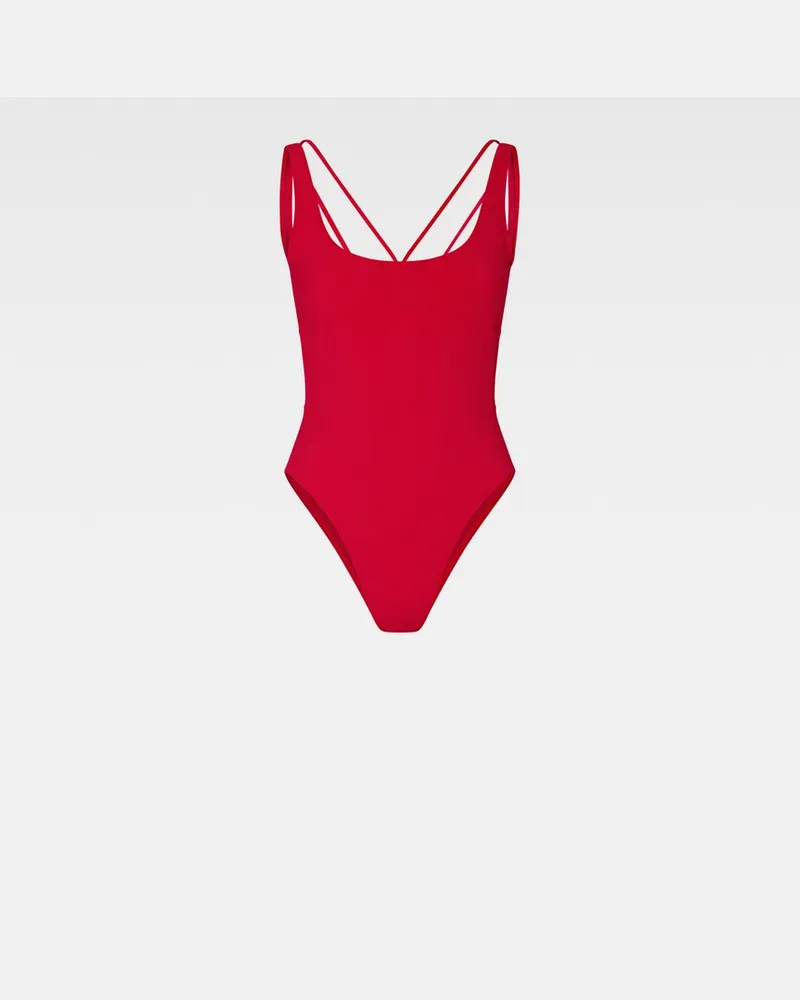 Jacquemus The Signature Swimsuit - Dark Red Dark
