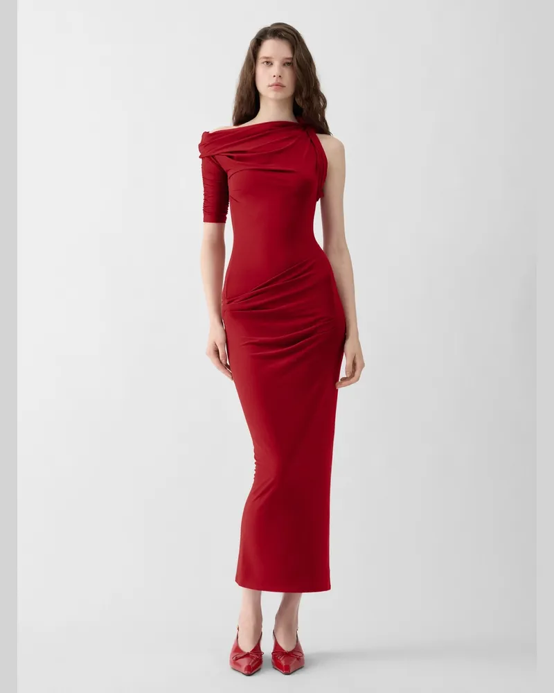 Jacquemus The Drapeado Dress - Dark Red Dark
