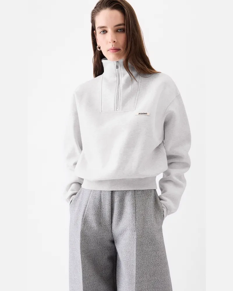 Jacquemus The Gros Grain Zipped-rollneck Sweatshirt - Grey Grey