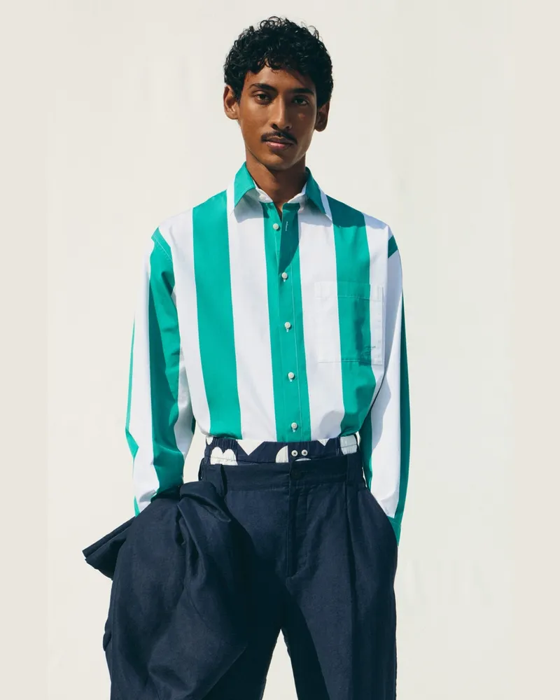 Jacquemus Das Camargue Hemd - Jacquard Big Stripes Grün Jacquard