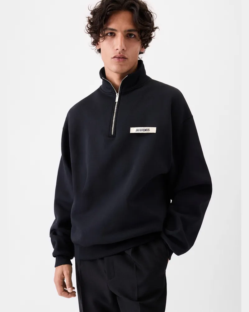 Jacquemus The Gros Grain Zipped-rollneck Sweatshirt - Black Black