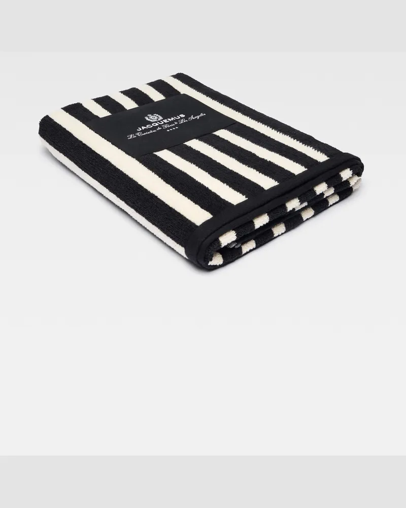 Jacquemus The Rayures Beach Towel - Print Sunshade Stripes Beige/Black Print