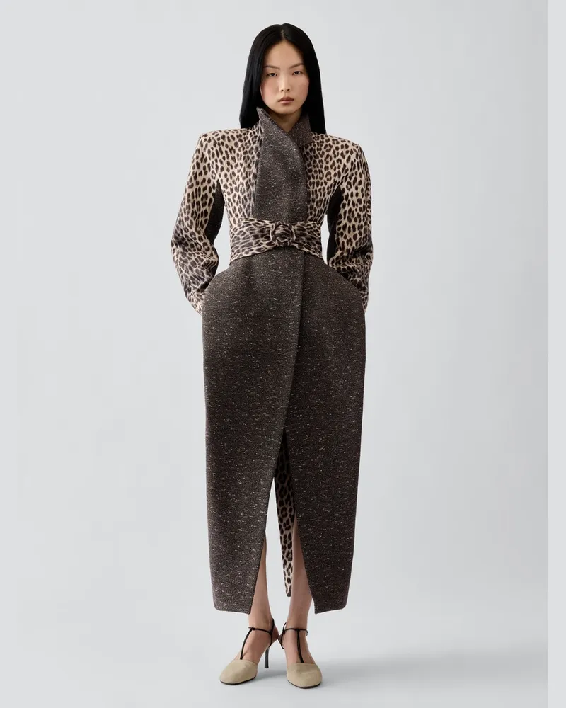 Jacquemus Der Tulipe Mantel - Leopard Beige / Schwarz Leopard