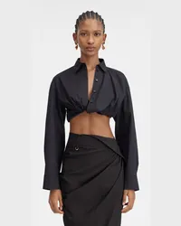 Jacquemus The Bahia Cropped Shirt - Black Black