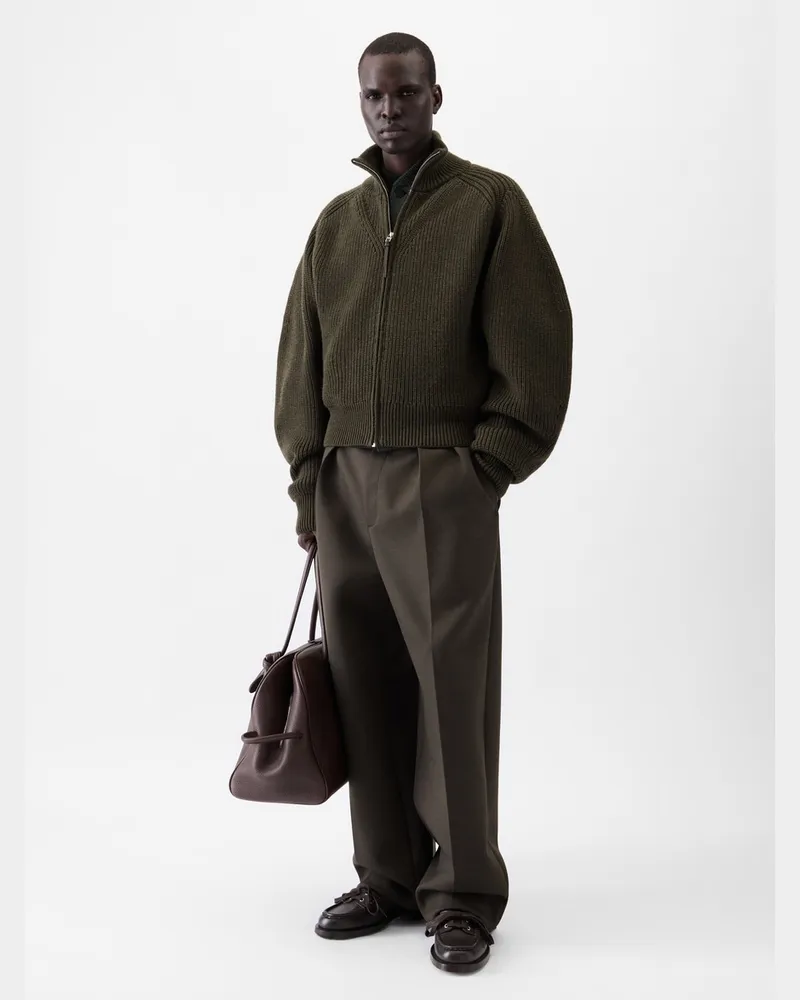 Jacquemus The Merino Zipped Cardigan - Dark Khaki Dark