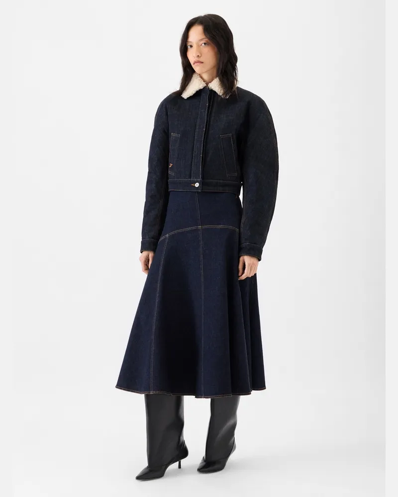 Jacquemus The Ovalo De-nîmes Denim Bomber Jacket - Dark Navy Dark
