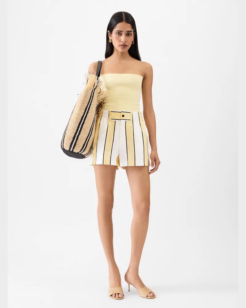 Jacquemus The Agave Shorts - Print Stripes White/Yellow/Black Print