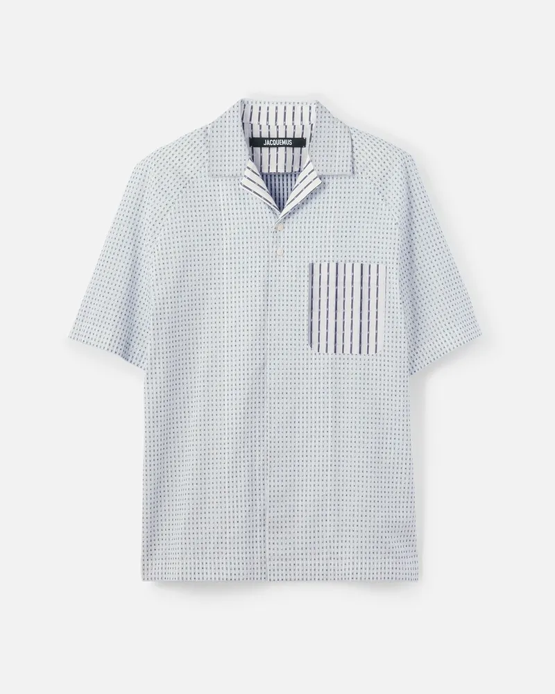 Jacquemus The Romarin Short-sleeve Shirt - Jacquard Logo Tight Stripes Jacquard
