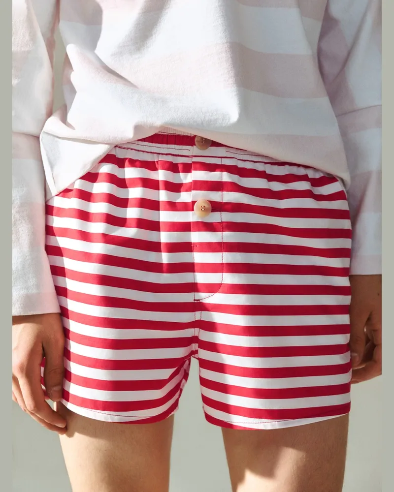 Jacquemus Die Puntini Badehose - Print Stripes Rot / Weiß Print