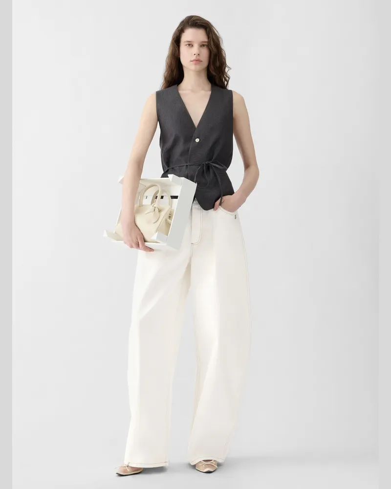 Jacquemus The Ovalo De-nîmes Denim Pants - Off-white/Tabac Off-white