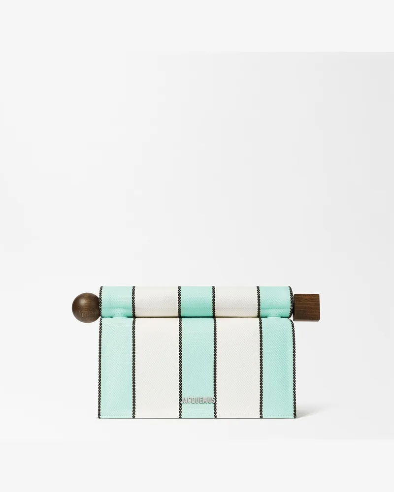 Jacquemus The Rond Carré Clutch - Print Stripes White / Mint Print