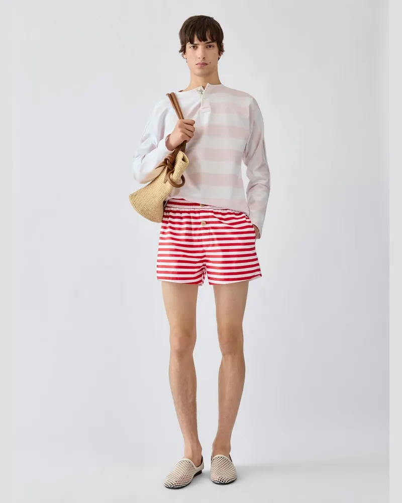 Jacquemus The Puntini Swim Shorts - Print Stripes Red / White Print